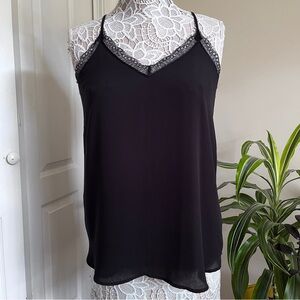 Loft Black Lace Trim Cami Top